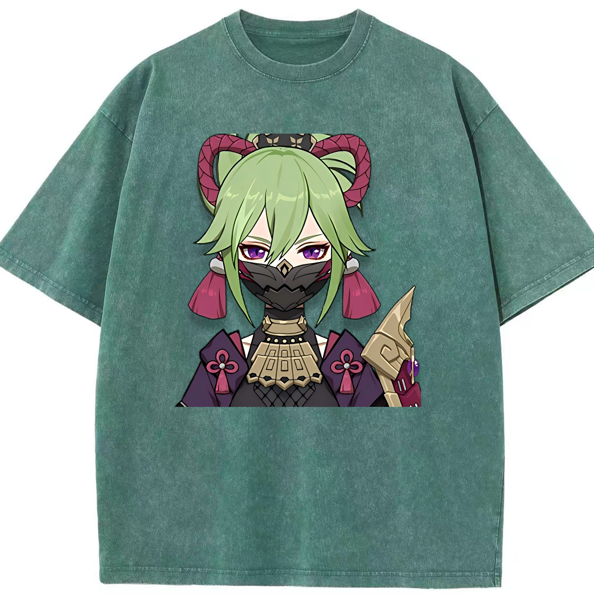 げんし神  久岐忍 くき しのぶ genshin Kuki Shinobu 綿100% ヴィンテージ風 半袖Tシャツ（フロントプリント）